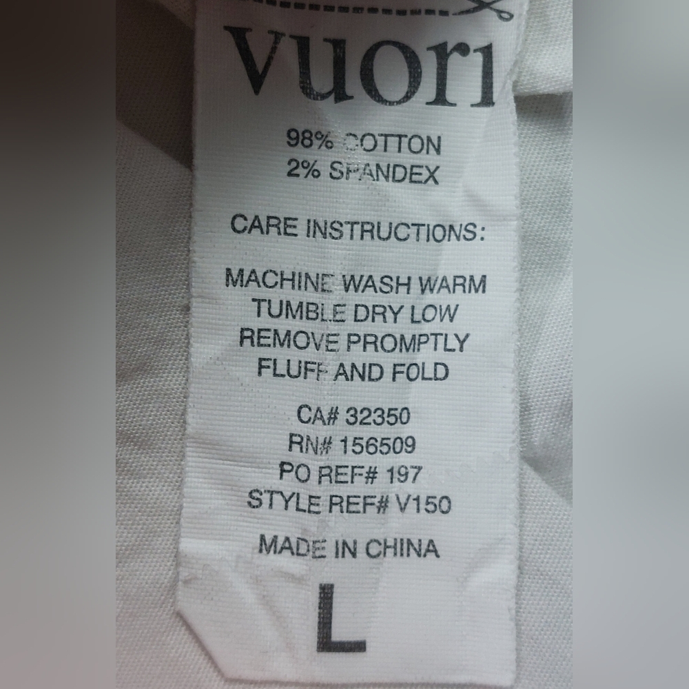 Vuori Crest Short Sleeve Shirt Mens Large White Floral Button Down Stretch V150 - Picture 7 of 9